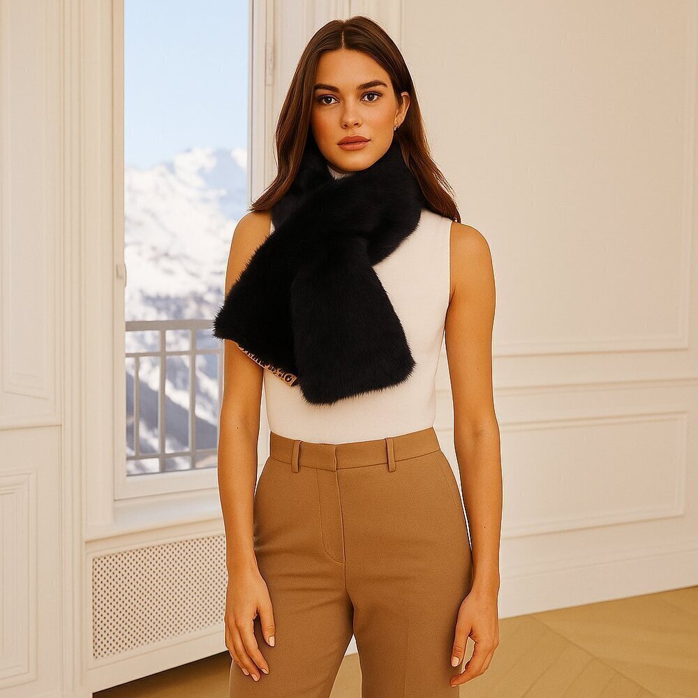 Tory Burch Rabbit Fur Pull Through Scarf NWT in Majestic Purple